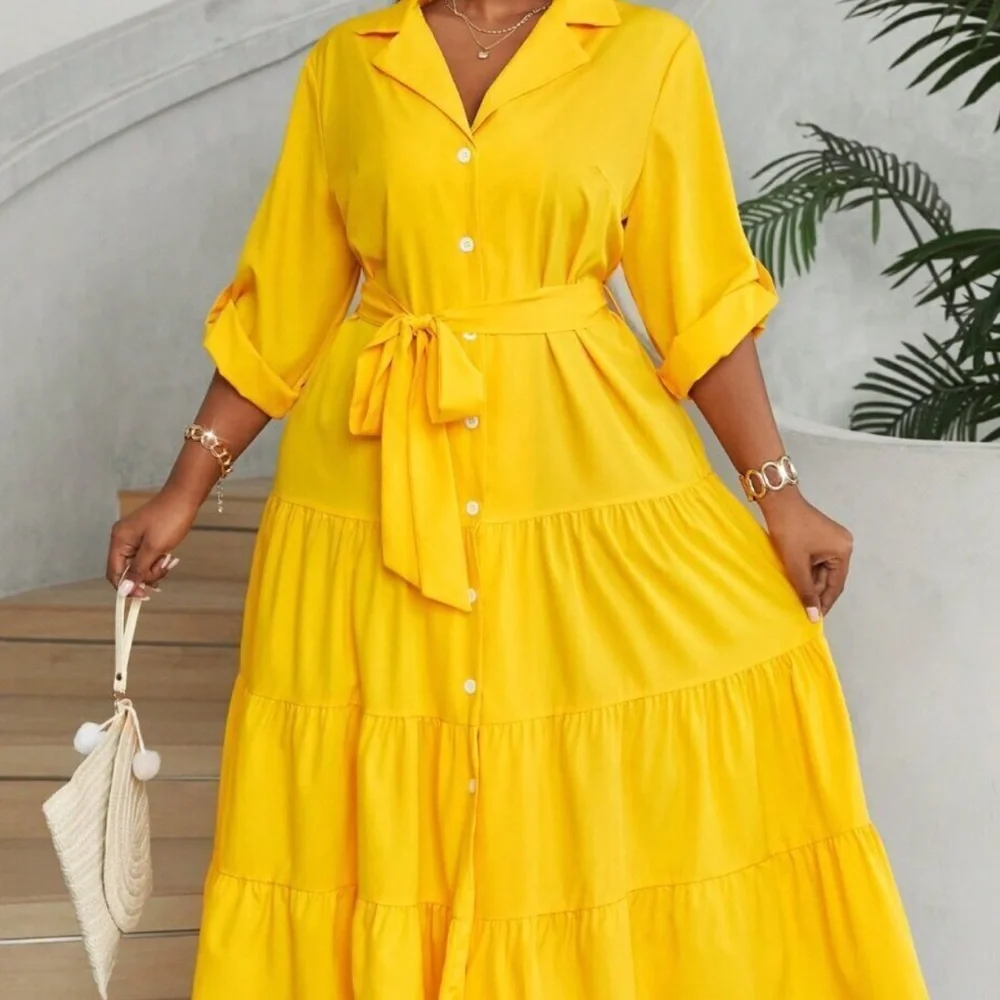 Yellow Button-Down Mini Dress - Picture 1 of 2